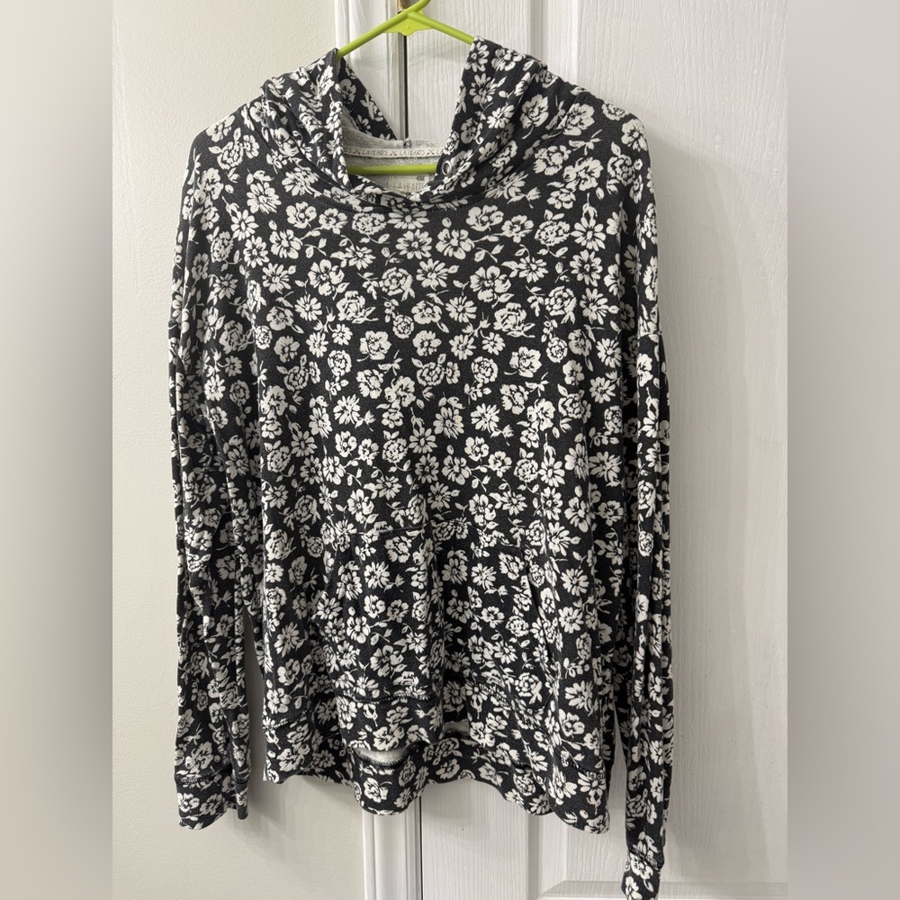 Floral Black and White Hoodie